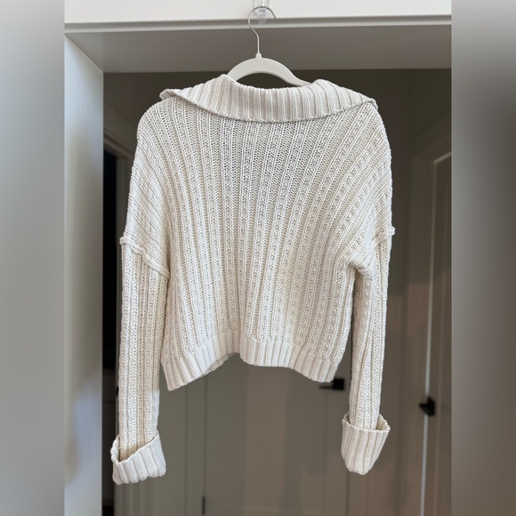 Free People Cropped Crochet Sweater - Size XS - Cream - Picture 3 of 5